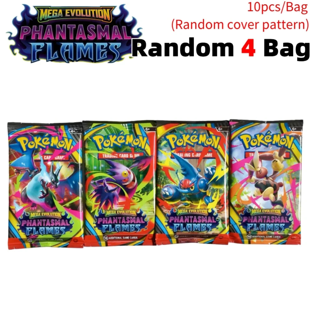 Pokémon  Cards 9+1 Per Pack TCG Mega Evolution Phantasmal Flames Booster Box Trading Card Game Collection Set English Pokemon