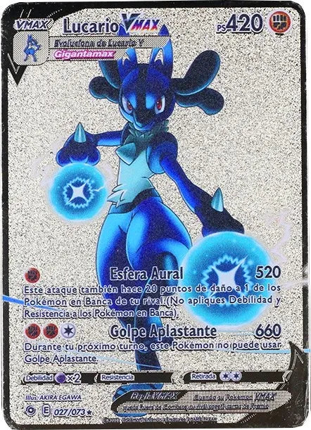 Pokemon Metal Cards in Spanish Pikachu Arceus Charizard DIY Trading Flash Card Anime Cartoon Gift