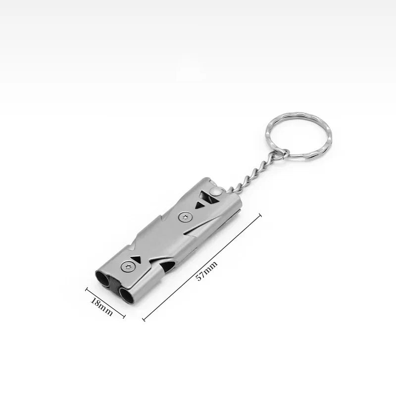 150DB Double Tube High-frequency High Decibel Survival Whistle Outdoor Rescue Steel Metal Survie Accessories Hiking Tool Travel