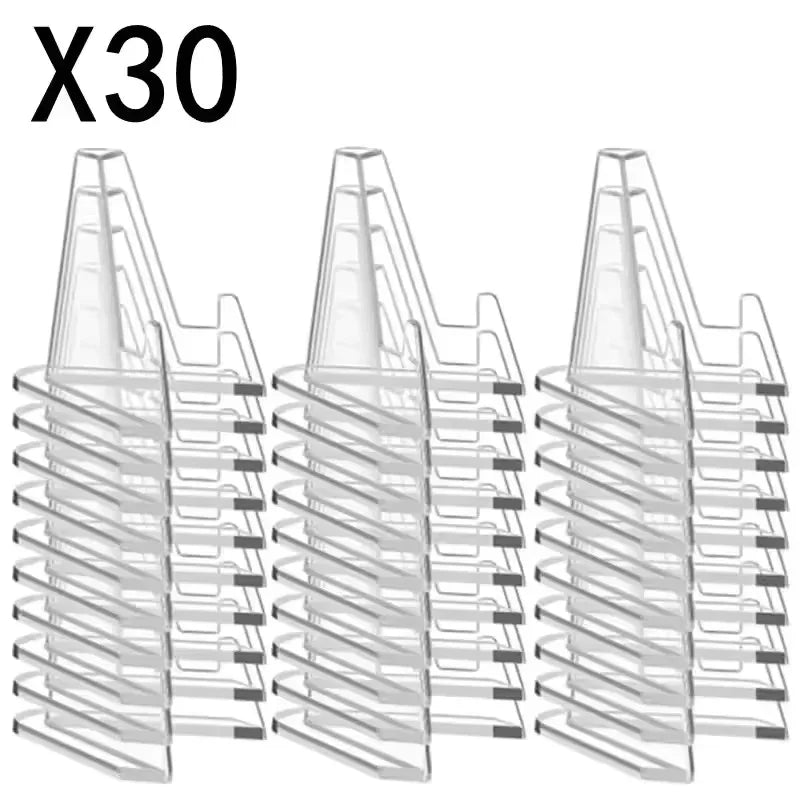 Triangular Card Display Stand 30 Pack – Mini Acrylic Idol Photo Picture Holder, Rack for Coin & Sports Trading Cards