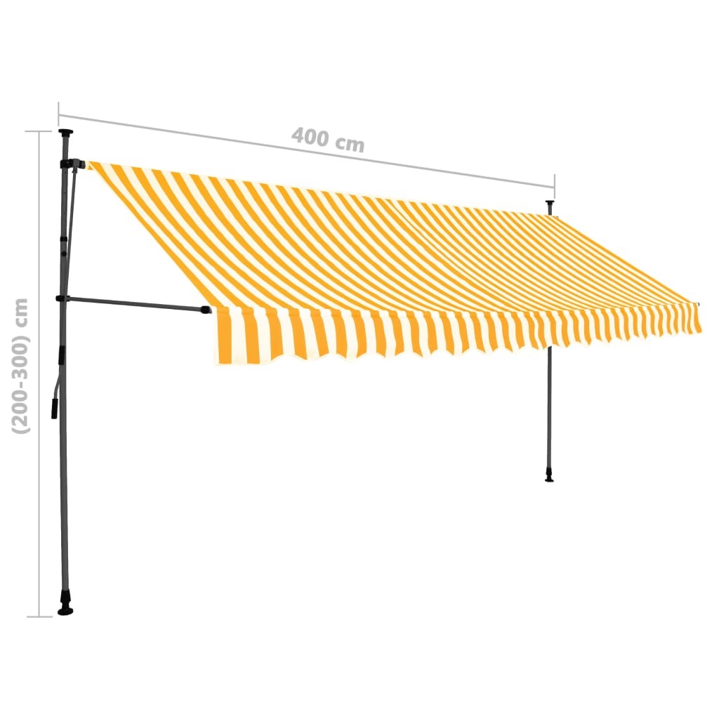 Manual Retractable Awning with LED 157.5" White and Orange