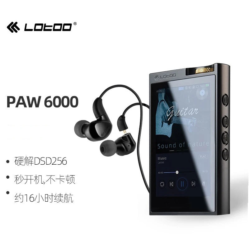 LOTOO PAW 6000  Player Portable MP3 Xiaomoju Player Bluetooth Music HiFi, Music Listening Decoder, Touch Screen, 16H Playback