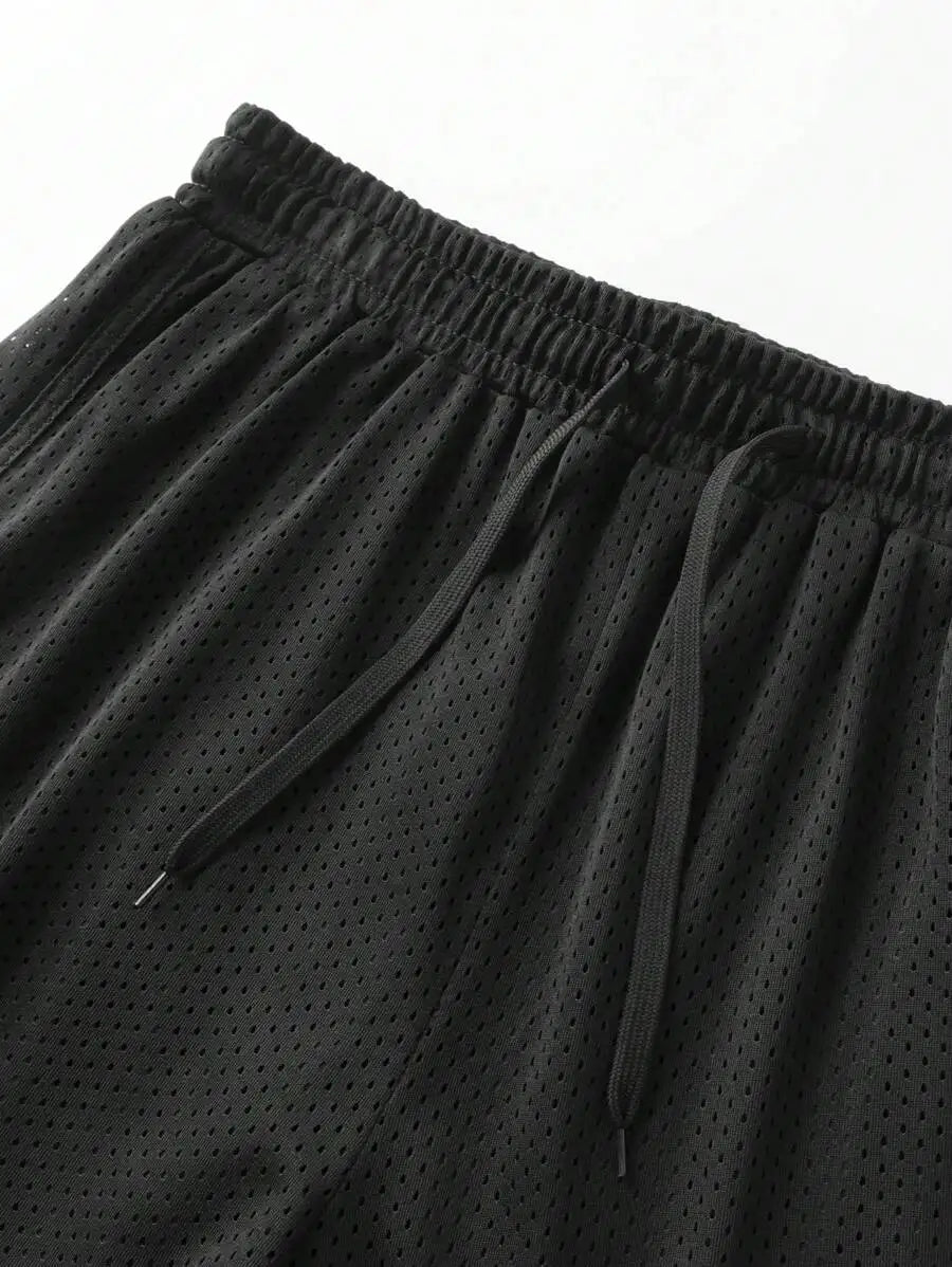 Black Breathable Tank Top And Shorts Set For Night Exercise Running Hiking