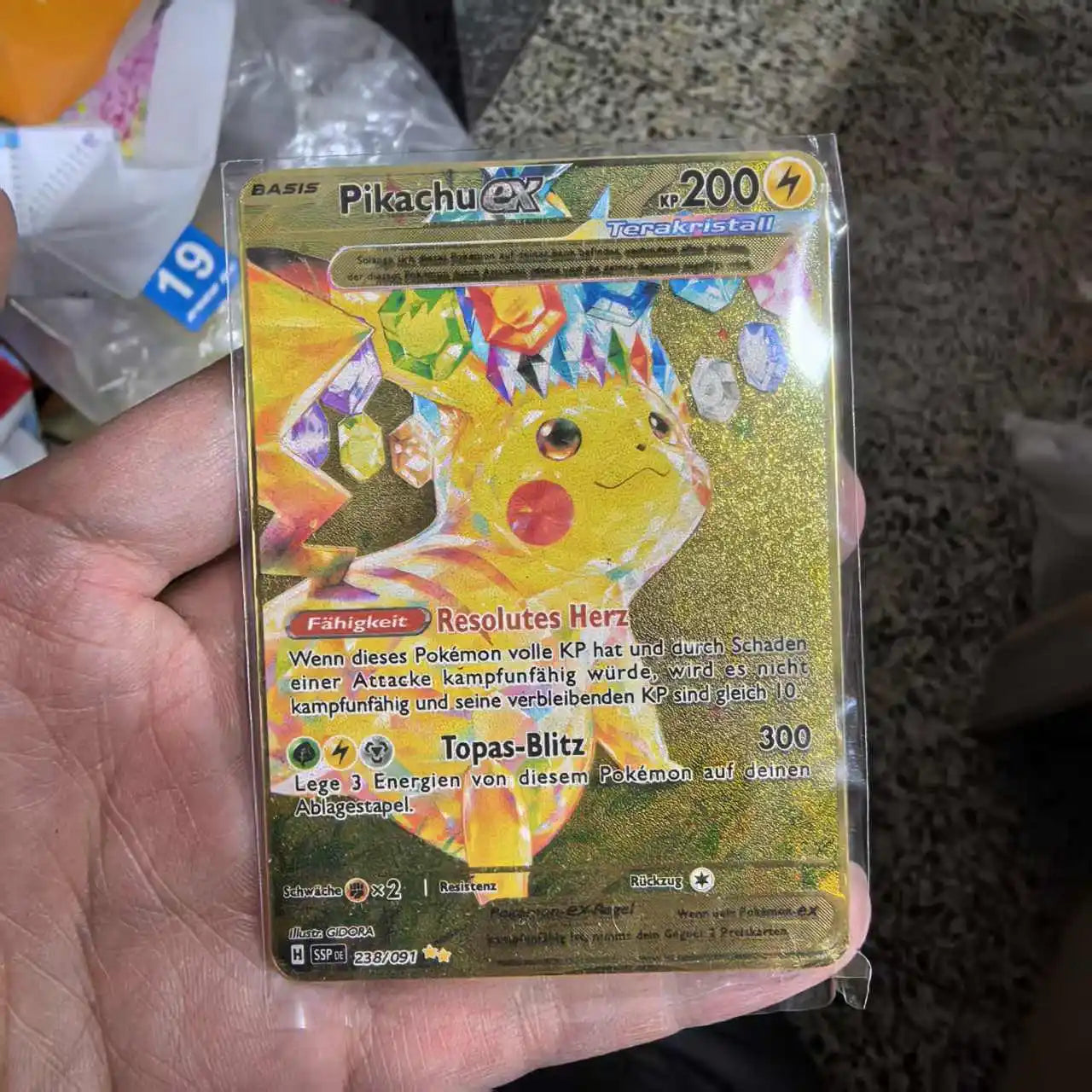 Pokemon Metal Cards in Deutsch Terastal Pikachu Arceus Charizard DIY Trading Flash Card Anime Cartoon Gift
