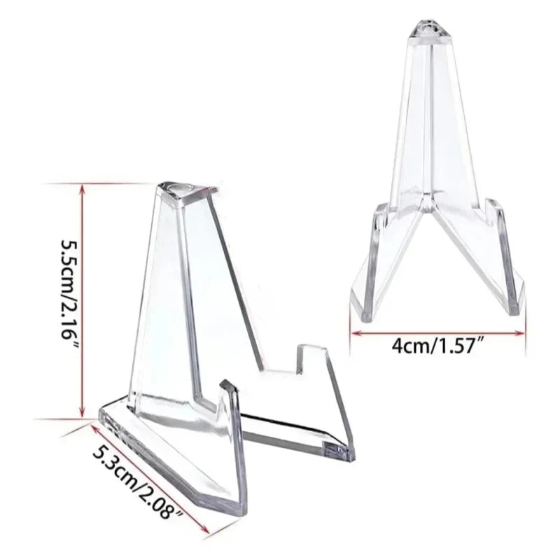 Triangular Card Display Stand 30 Pack – Mini Acrylic Idol Photo Picture Holder, Rack for Coin & Sports Trading Cards