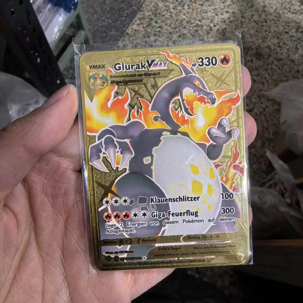 Pokemon Metal Cards in Deutsch Terastal Pikachu Arceus Charizard DIY Trading Flash Card Anime Cartoon Gift