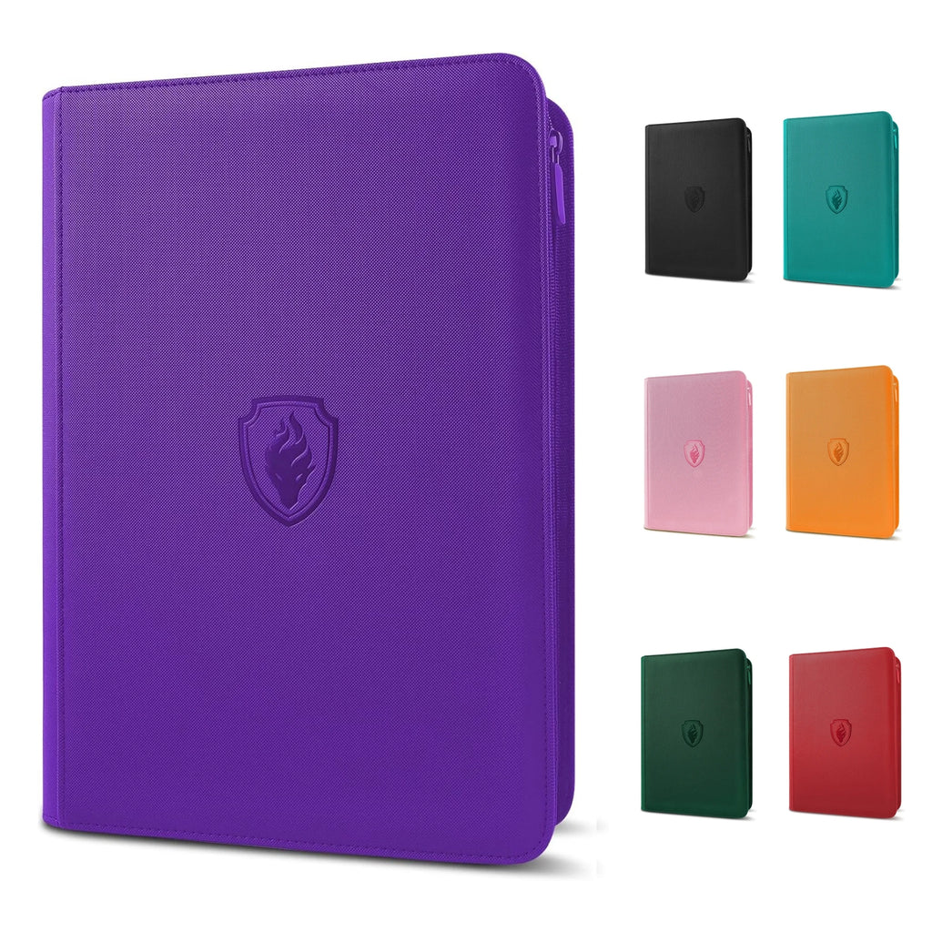 9 Pocket Zipper Card Binder, 360 Trading Card Holder Book, Premium PU Cover Zip Binder for Cards, Durable Side Loading Card