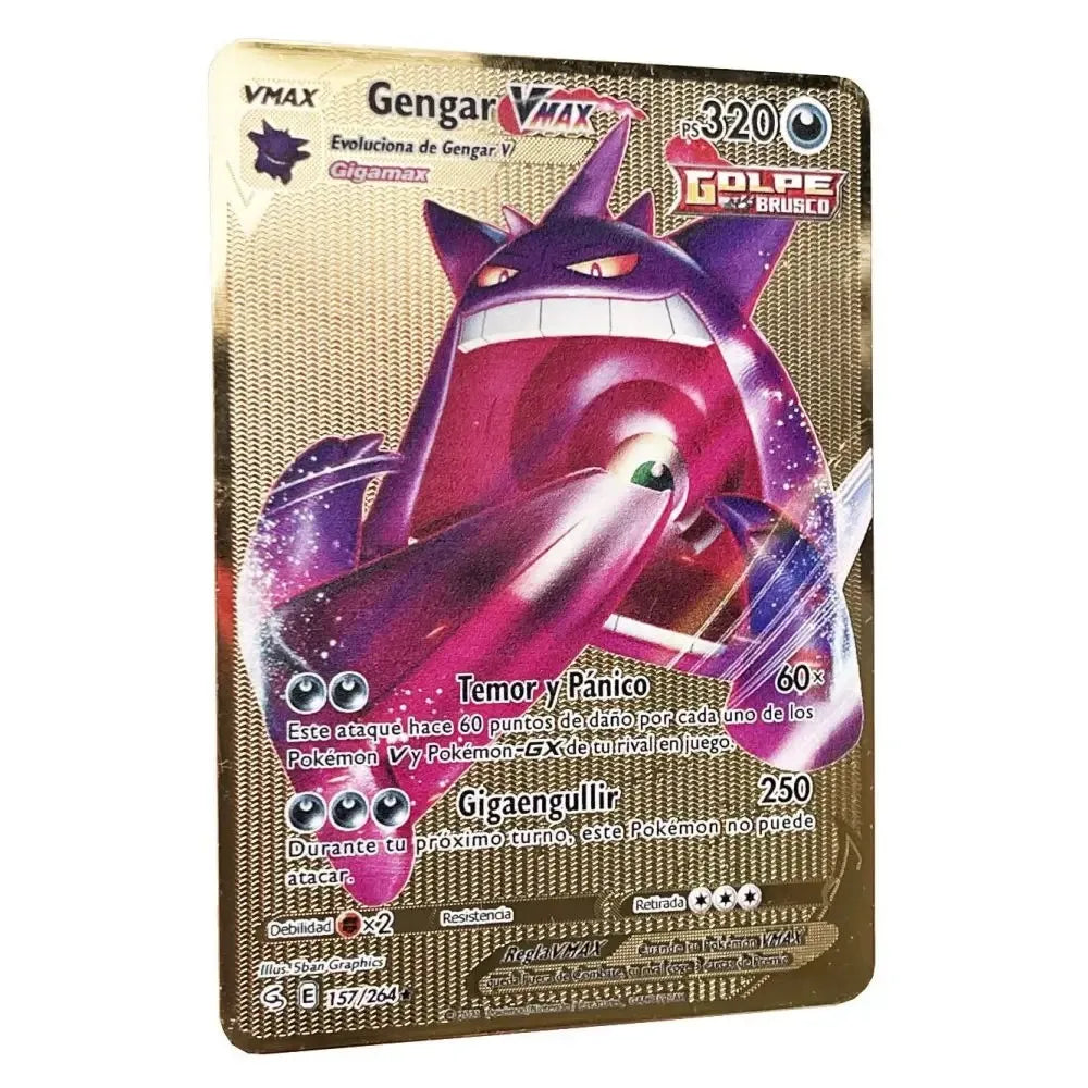 Pokemon Metal Cards in Spanish Pikachu Arceus Charizard DIY Trading Flash Card Anime Cartoon Gift