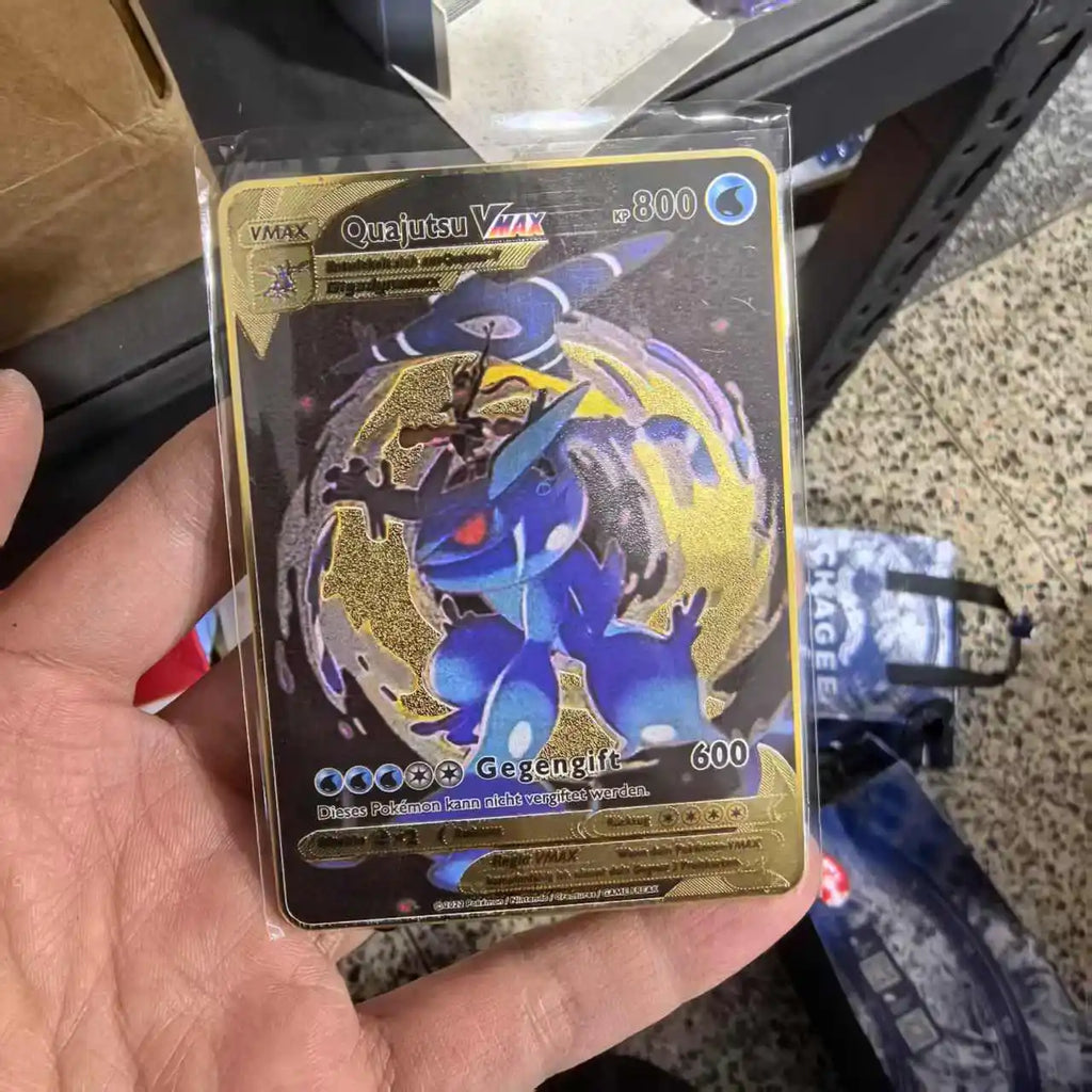 Pokemon Metal Cards in Deutsch Terastal Pikachu Arceus Charizard DIY Trading Flash Card Anime Cartoon Gift