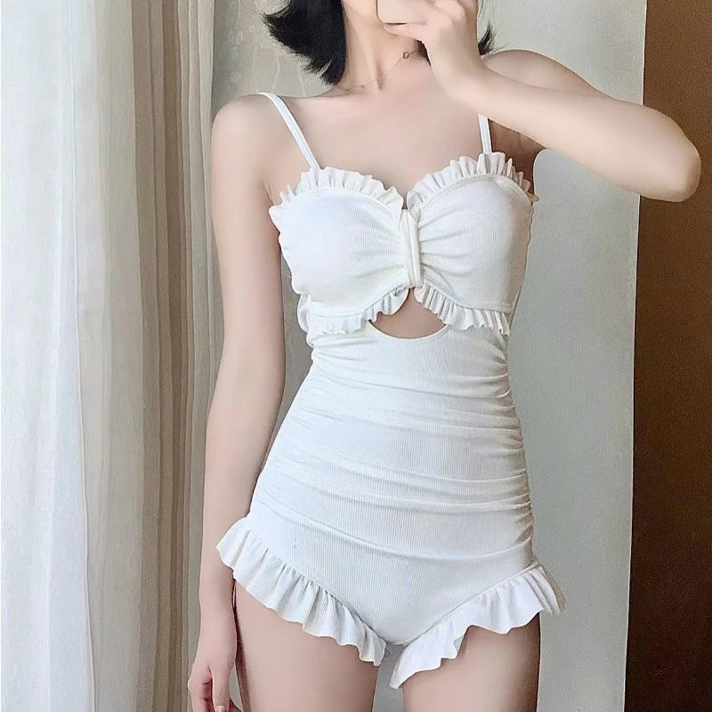 Ladies Romantic Conservative Athletic Swimwear Full Coverage UV Protection Beach Cover Up for Student Girls