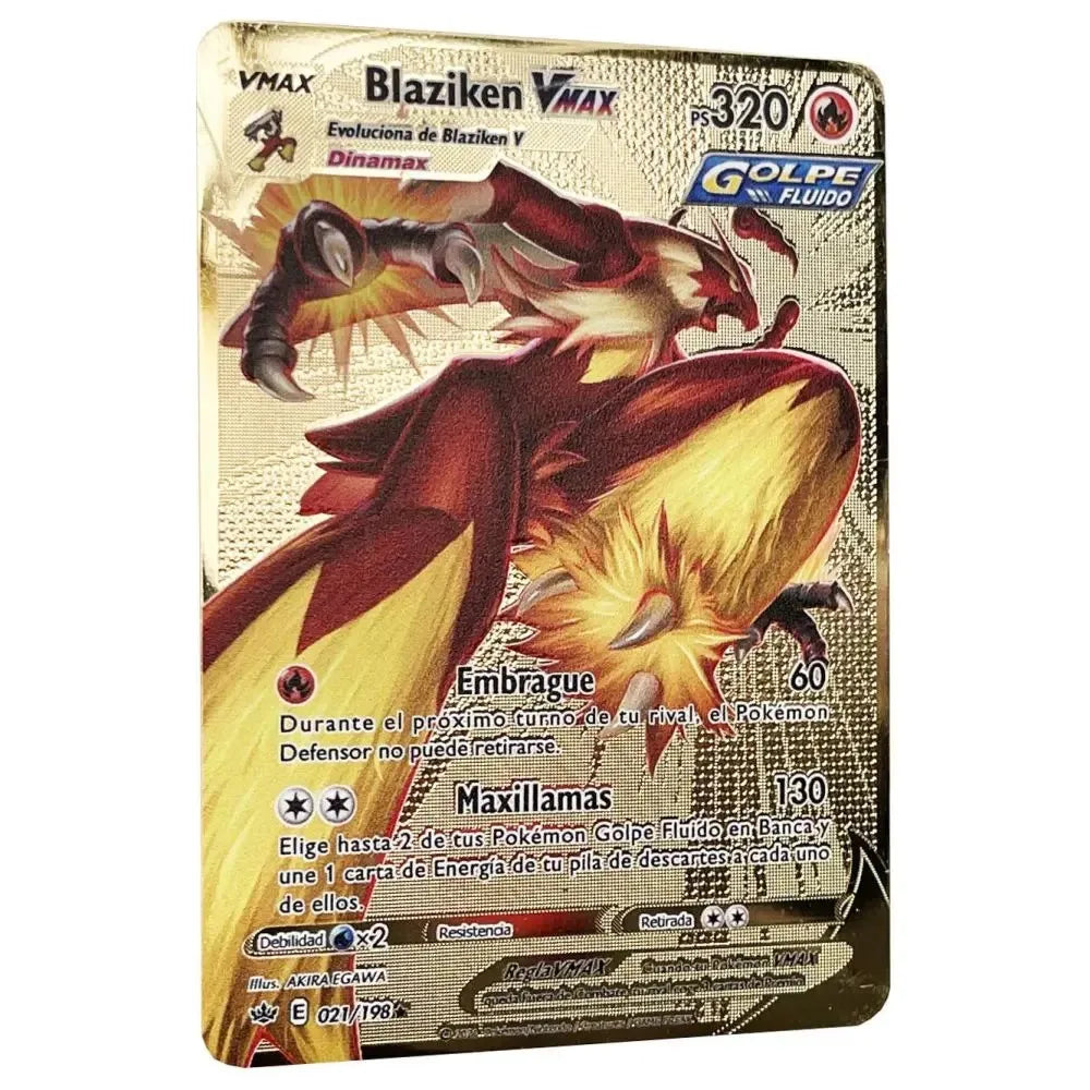 Pokemon Metal Cards in Spanish Pikachu Arceus Charizard DIY Trading Flash Card Anime Cartoon Gift