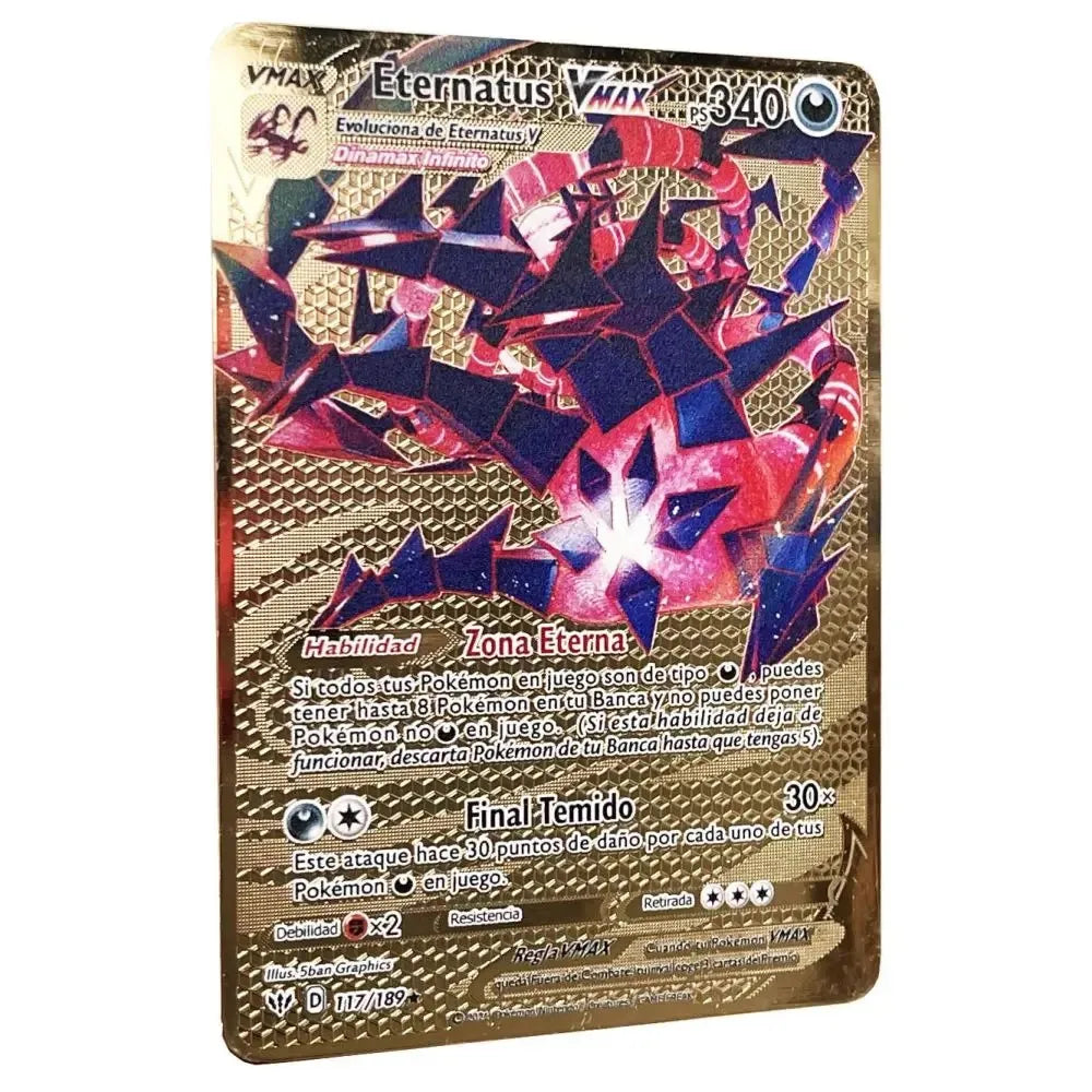 Pokemon Metal Cards in Spanish Pikachu Arceus Charizard DIY Trading Flash Card Anime Cartoon Gift