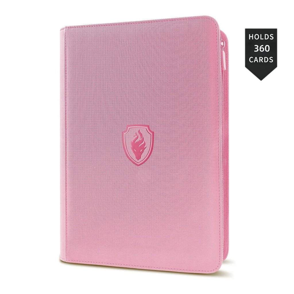 9 Pocket Trading Card Binder, PU Cover Zipper Card Collection Album, Sturdy 360 Side-Loading Card Folder Holder for Game Cards