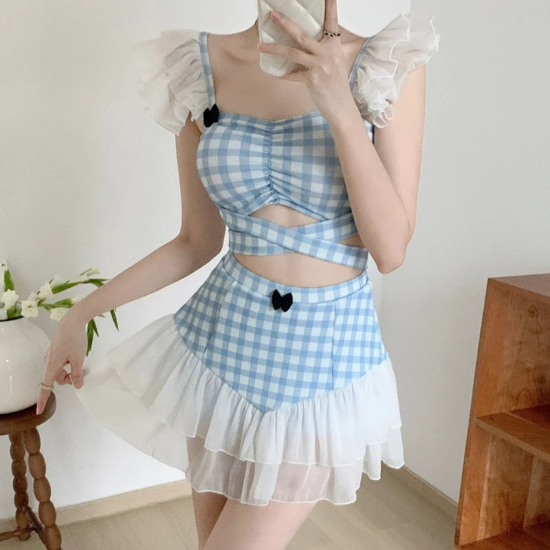 Ladies Slimming Halter Bathing Suit Cute Bowknot Retro High Neck Swimwear Fashion Summer Vacation Pool Party Outfits