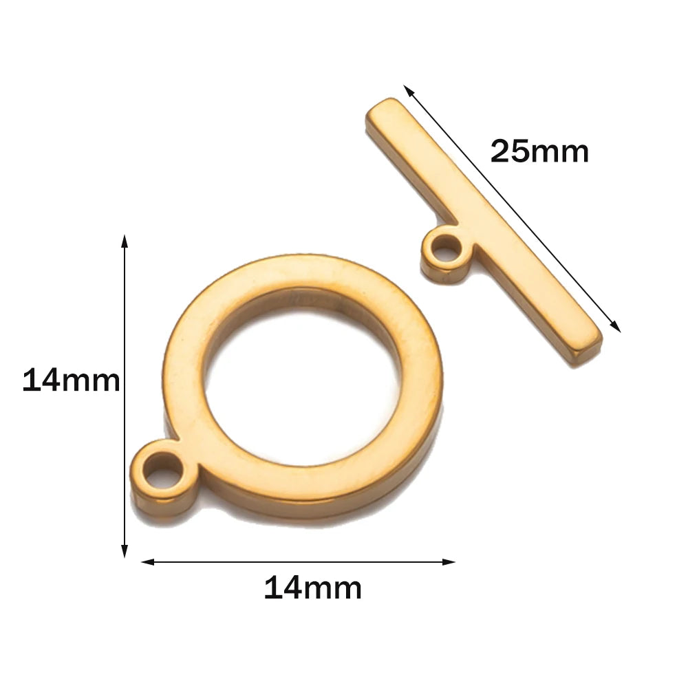 5 Sets Stainless Steel Toggle Clasp T-bar Closure Ring Fastener Hook End Connectors for DIY Necklace Bracelet Jewelry Making