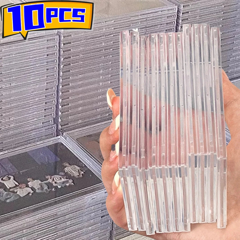 Clear Acrylic Card Holder Snap Type Gaming Sports Trading Card Display Case Kpop Idol Photo Protective Sleeves Not Magnetic