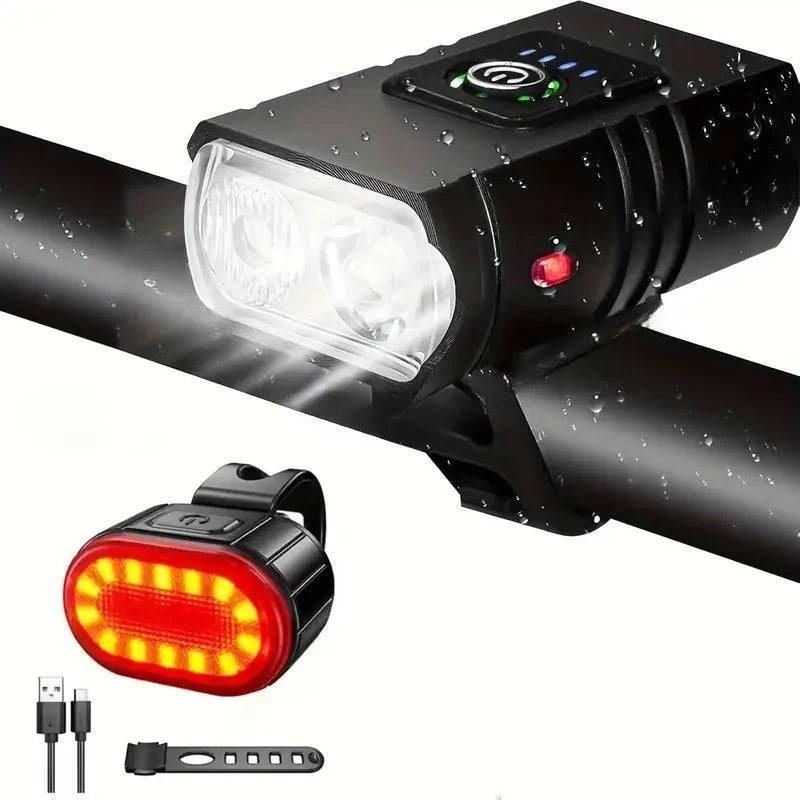 9LED Cycling Torch Type C Rechargeable Bike Flashlights Ultralight Handlebar Lights Outdoor Whaterproof Lantern for Bicycle