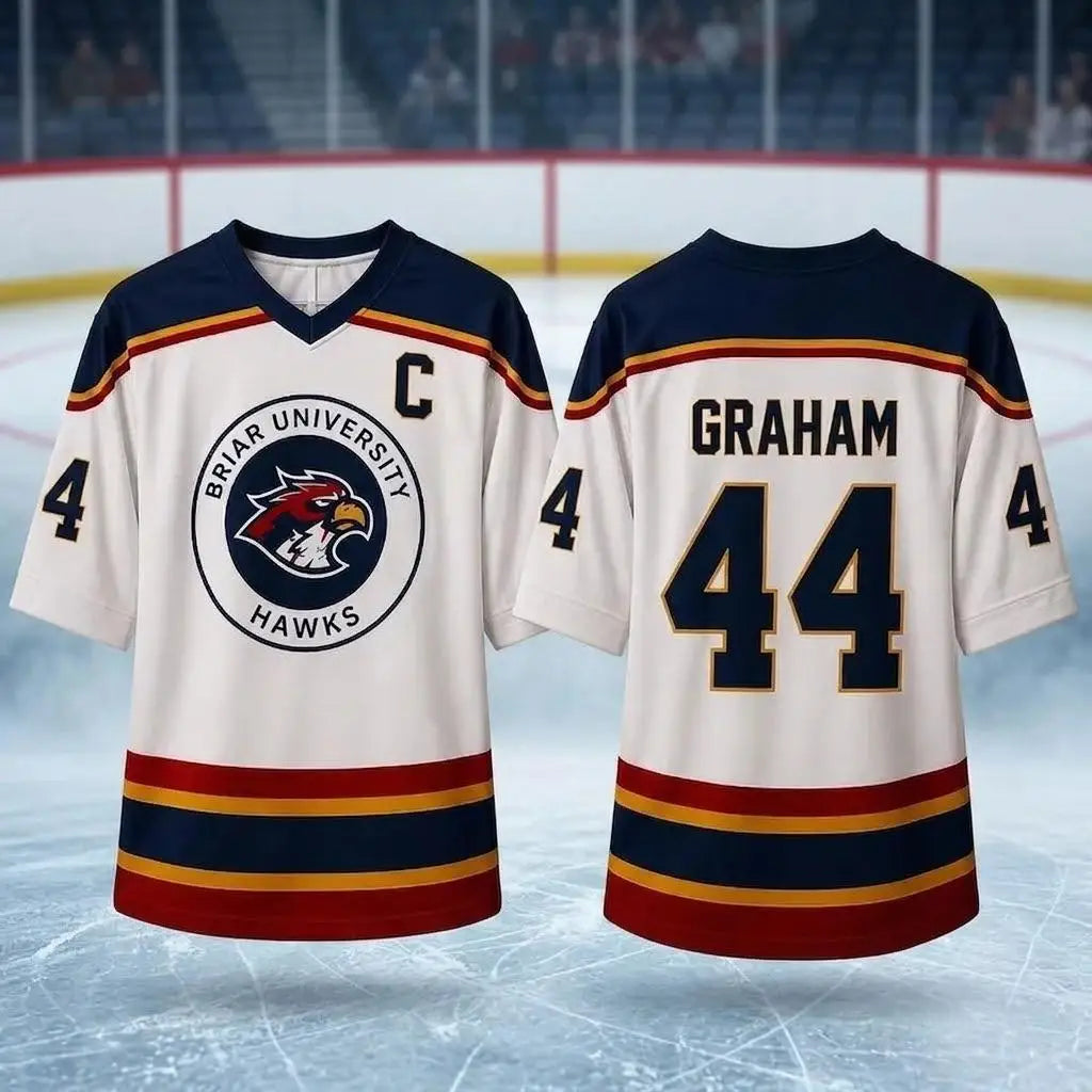 Off Campus Briar University Hawks Hockey Jersey Graham 44 Tucker 46 T-shirt  Summer Sports Men's Woman's T-Shirt Kid's Clothing