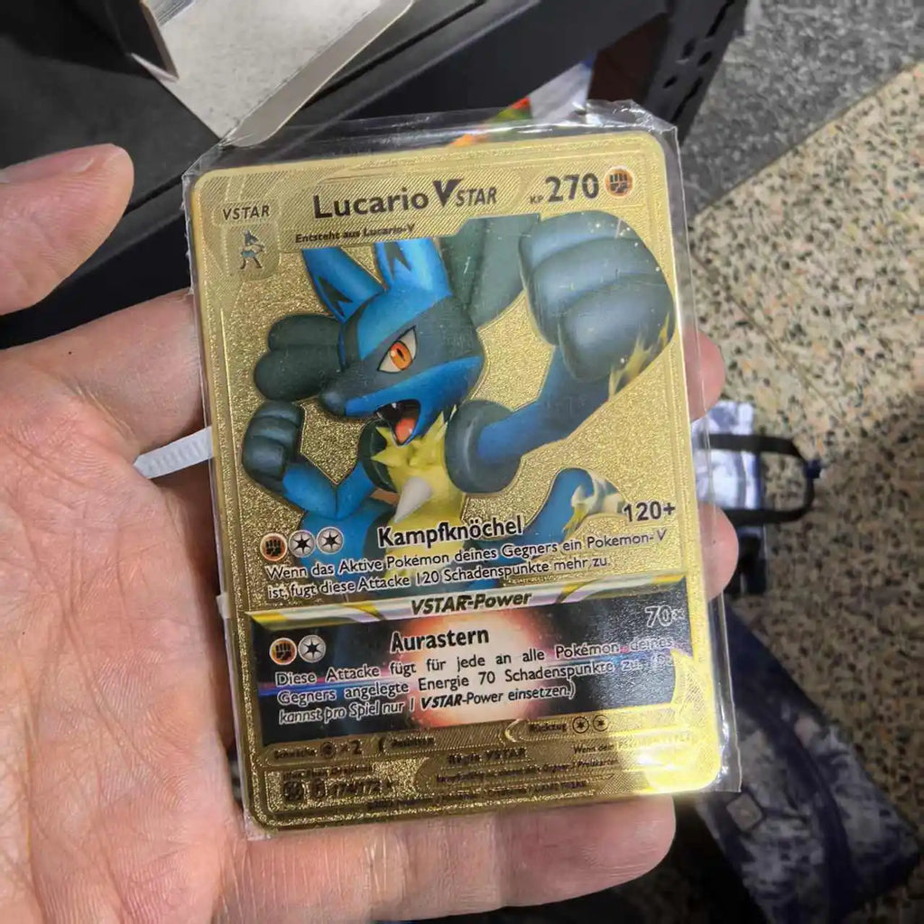 Pokemon Metal Cards in Deutsch Terastal Pikachu Arceus Charizard DIY Trading Flash Card Anime Cartoon Gift