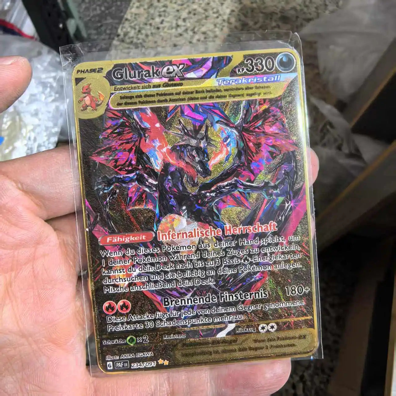 Pokemon Metal Cards in Deutsch Terastal Pikachu Arceus Charizard DIY Trading Flash Card Anime Cartoon Gift