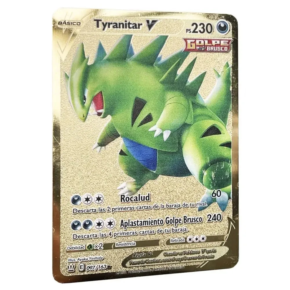 Pokemon Metal Cards in Spanish Pikachu Arceus Charizard DIY Trading Flash Card Anime Cartoon Gift