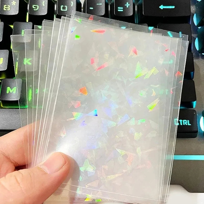 Shatter Effect Rainbow Laser Card Sleeves 66*91mm Transparent Trading Card Protectors for Sports&Gaming Collectible Card Storage
