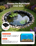 15 x 20 ft Pond Liner, 14 Mil Thickness, 3-Layer Reinforced PE Fish Koi Pond Liner for Outdoor Ponds, with Hemmed Edge and 4 Metal Buttonholes, for Water Garden, Waterfall, and Fountains, Black