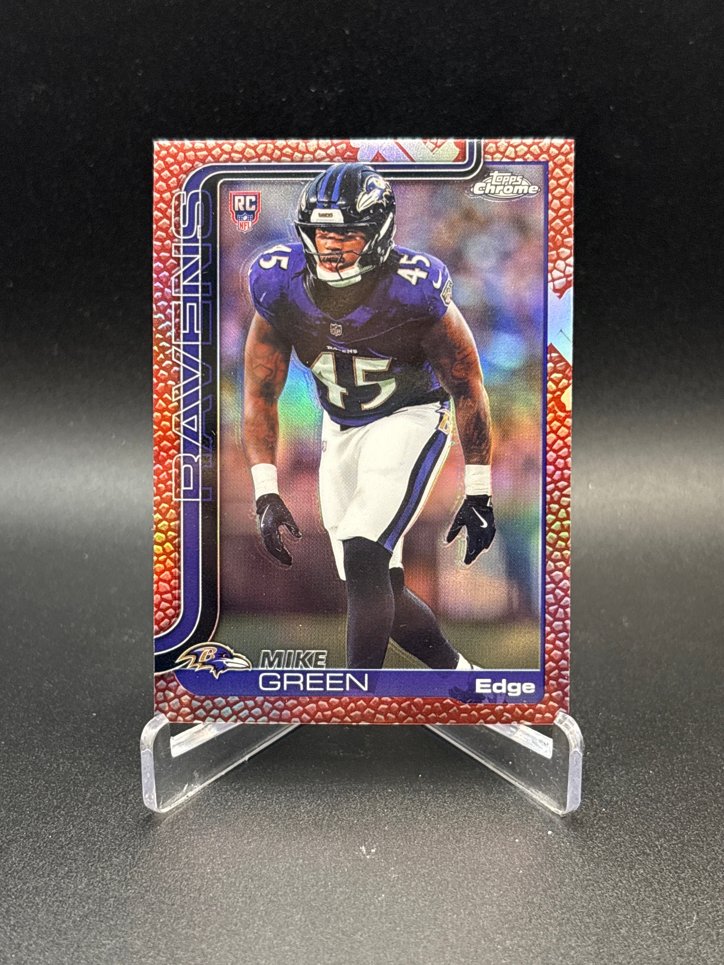 2025 Topps Chrome Mike Green Leather Refractor Rookie Card Ravens! SP!
