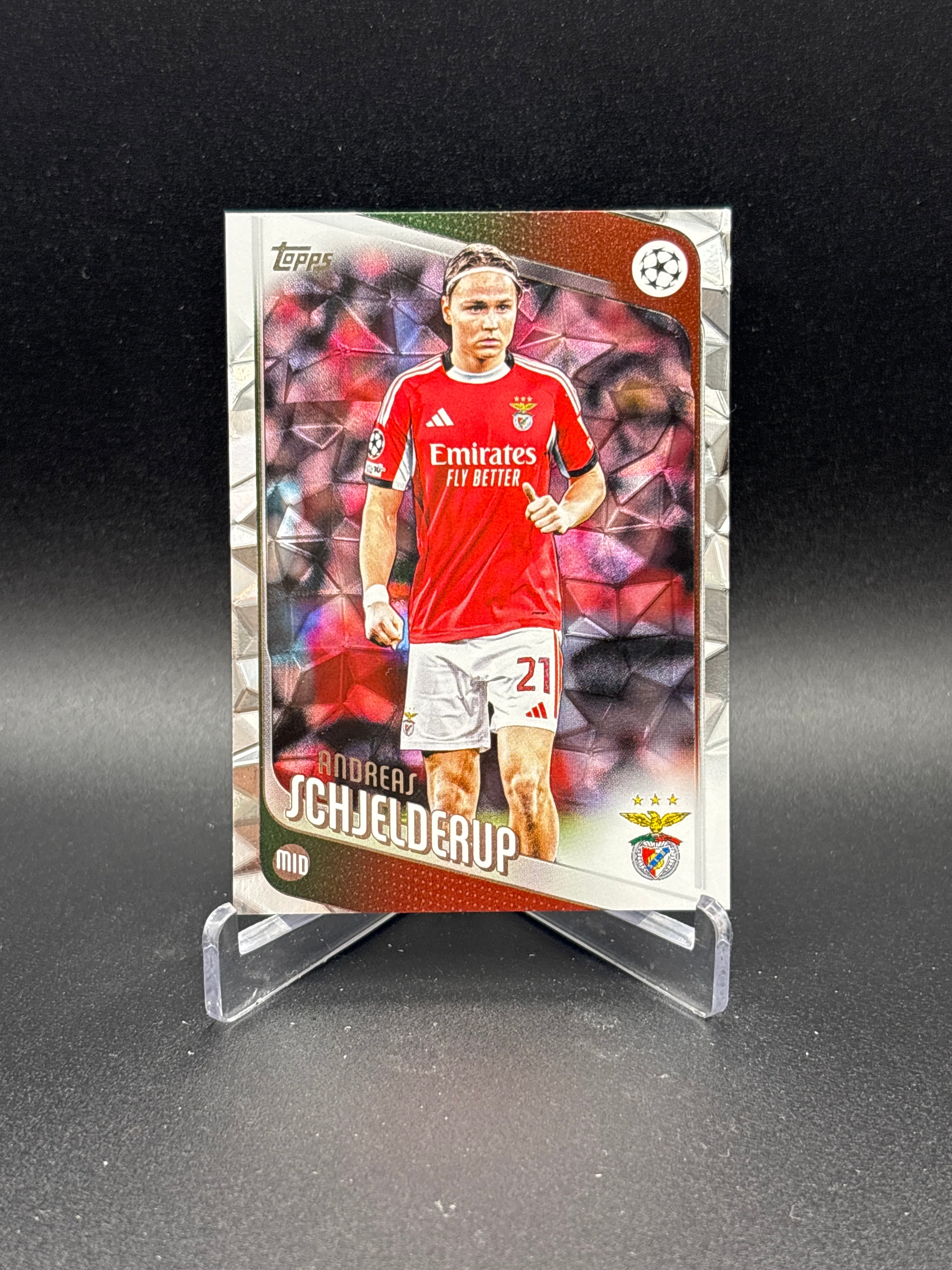 2025-26 Topps UEFA Club Raindrops Foil #27 Andreas Schjelderup, SL Benfica