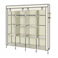 67" Clothes Closet Portable Wardrobe Clothes Storage Rack 12 Shelves 4 Side Pockets Beige