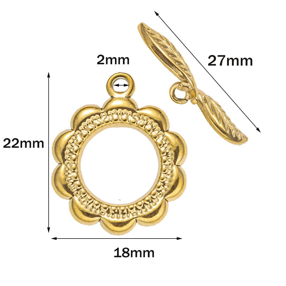 5 Sets Stainless Steel Toggle Clasp T-bar Closure Ring Fastener Hook End Connectors for DIY Necklace Bracelet Jewelry Making