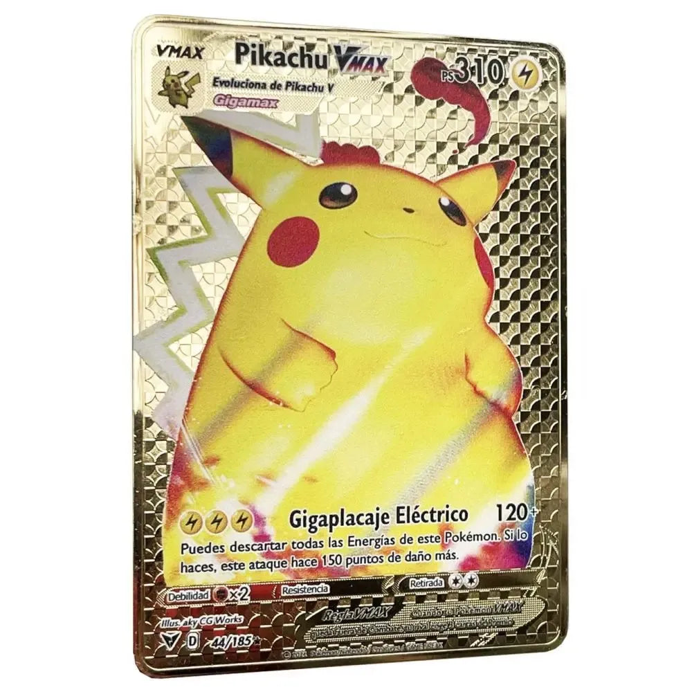 Pokemon Metal Cards in Spanish Pikachu Arceus Charizard DIY Trading Flash Card Anime Cartoon Gift