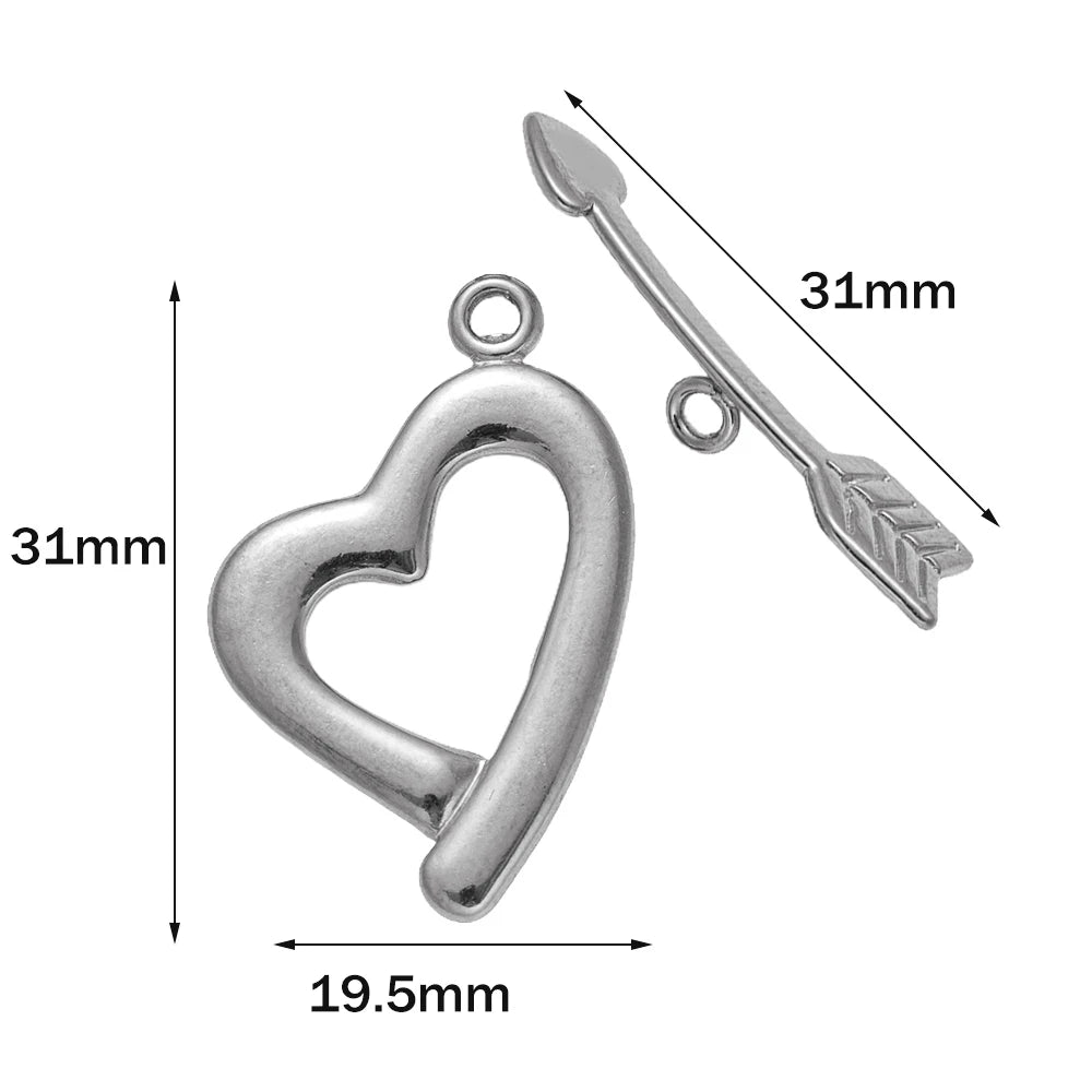 5 Sets Stainless Steel Toggle Clasp T-bar Closure Ring Fastener Hook End Connectors for DIY Necklace Bracelet Jewelry Making