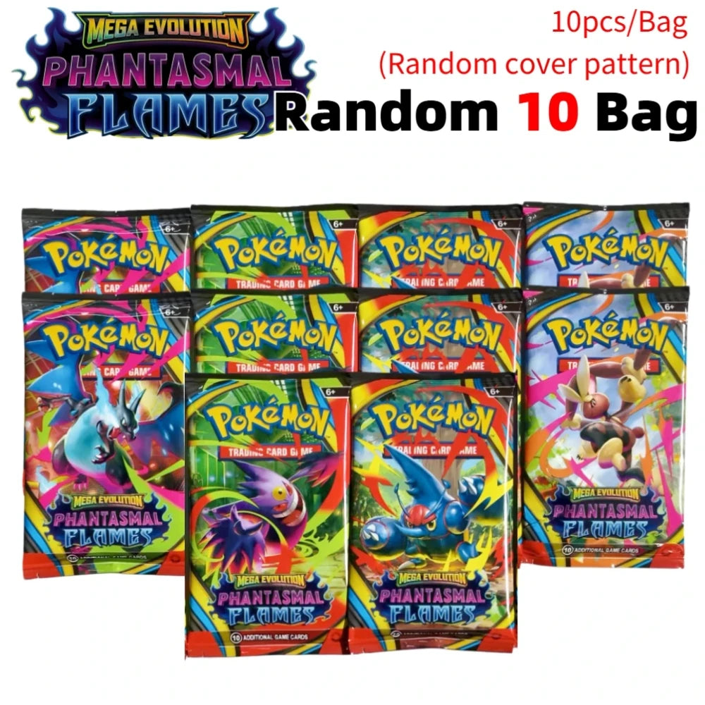 Pokémon  Cards 9+1 Per Pack TCG Mega Evolution Phantasmal Flames Booster Box Trading Card Game Collection Set English Pokemon