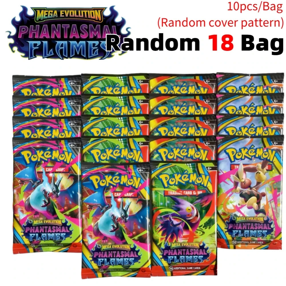 Pokémon  Cards 9+1 Per Pack TCG Mega Evolution Phantasmal Flames Booster Box Trading Card Game Collection Set English Pokemon