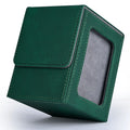 Card Deck Box with Display Window, Trading Card Storage Case, Holds 120+ Single Sleeved Cards, PU Leather Denim Card Box for TCG
