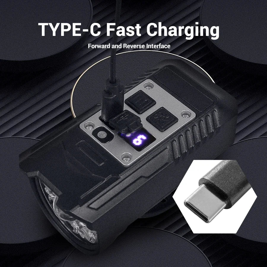 9LED Cycling Torch Type C Rechargeable Bike Flashlights Ultralight Handlebar Lights Outdoor Whaterproof Lantern for Bicycle