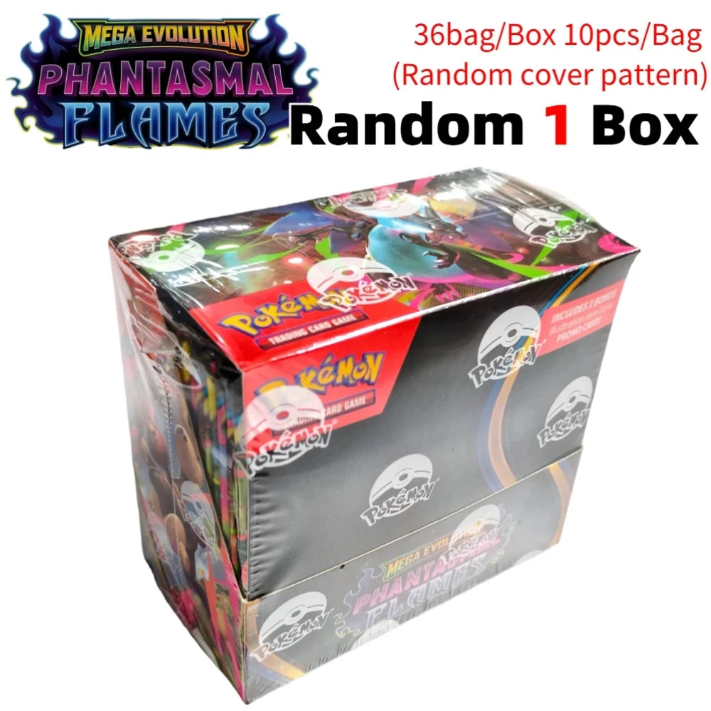 Pokémon  Cards 9+1 Per Pack TCG Mega Evolution Phantasmal Flames Booster Box Trading Card Game Collection Set English Pokemon