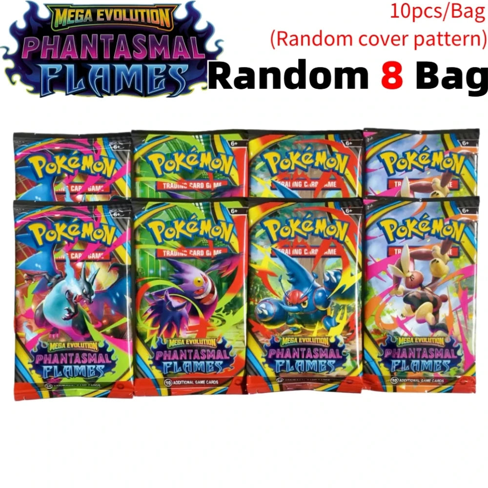 Pokémon  Cards 9+1 Per Pack TCG Mega Evolution Phantasmal Flames Booster Box Trading Card Game Collection Set English Pokemon