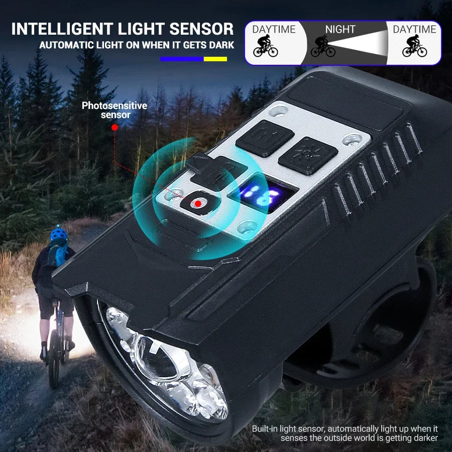 9LED Cycling Torch Type C Rechargeable Bike Flashlights Ultralight Handlebar Lights Outdoor Whaterproof Lantern for Bicycle