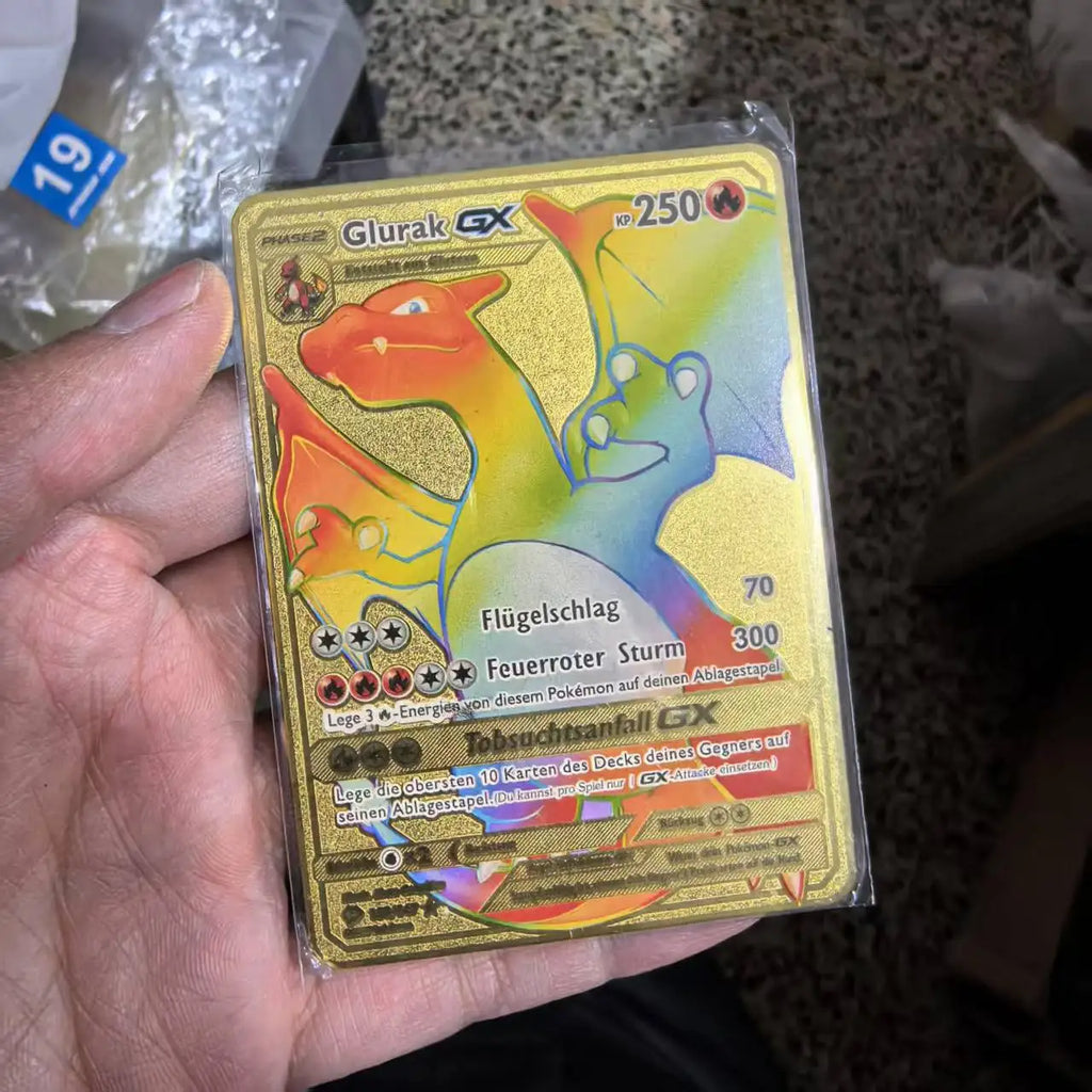 Pokemon Metal Cards in Deutsch Terastal Pikachu Arceus Charizard DIY Trading Flash Card Anime Cartoon Gift