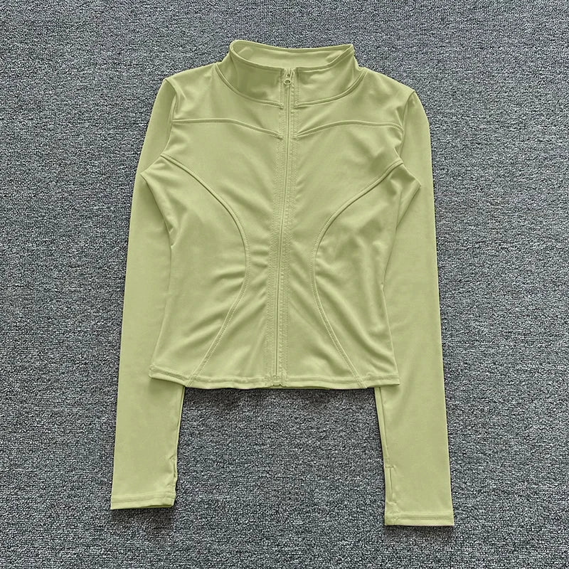 Women Sport Jacket Long Sleeve Shirt Workout Coat Gym Training Clothing Yoga Sportswear