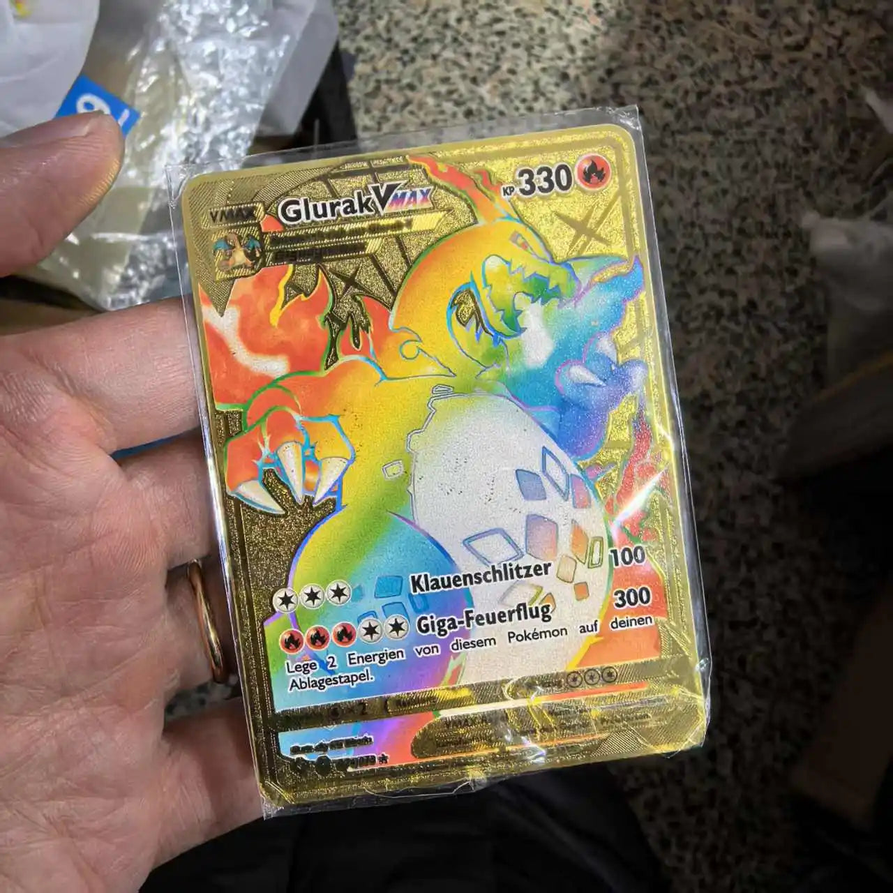 Pokemon Metal Cards in Deutsch Terastal Pikachu Arceus Charizard DIY Trading Flash Card Anime Cartoon Gift