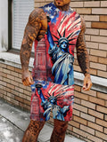 Men's V-Neck Tank Top and Shorts Set Lightweight Polyester Homewear Vacation Outfit Standard Fit