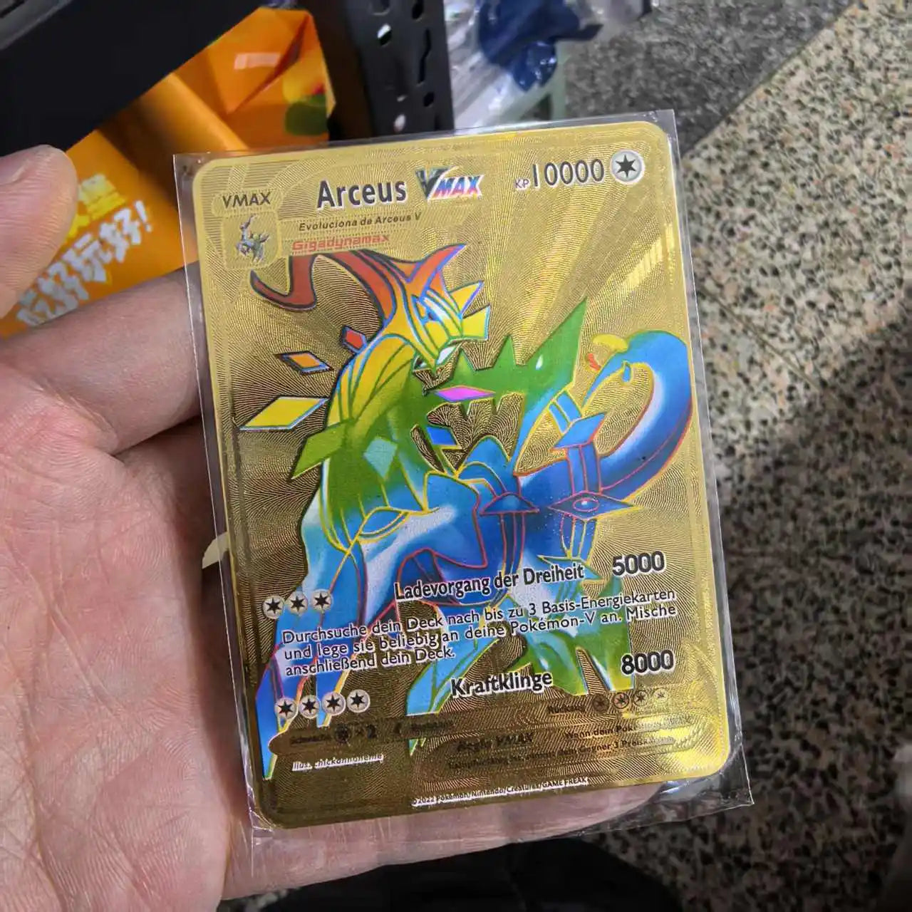 Pokemon Metal Cards in Deutsch Terastal Pikachu Arceus Charizard DIY Trading Flash Card Anime Cartoon Gift