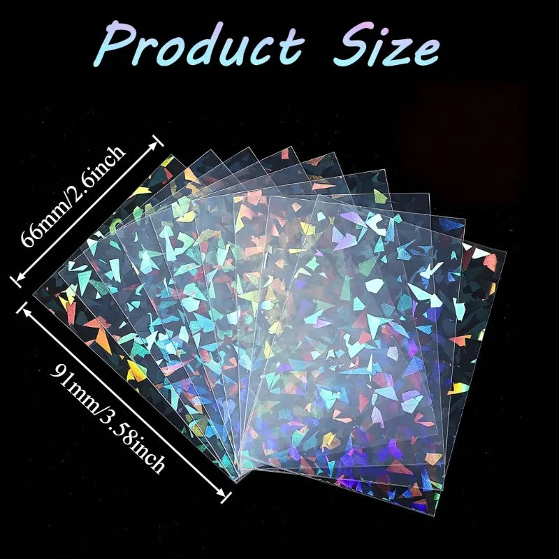 Shatter Effect Rainbow Laser Card Sleeves 66*91mm Transparent Trading Card Protectors for Sports&Gaming Collectible Card Storage