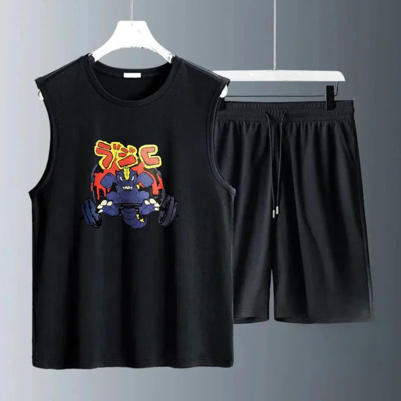 Men's Tank Top Sets 2026 Summer Quick drying Breathable seaside crewneck  Sportswear Old money man oversize running beach