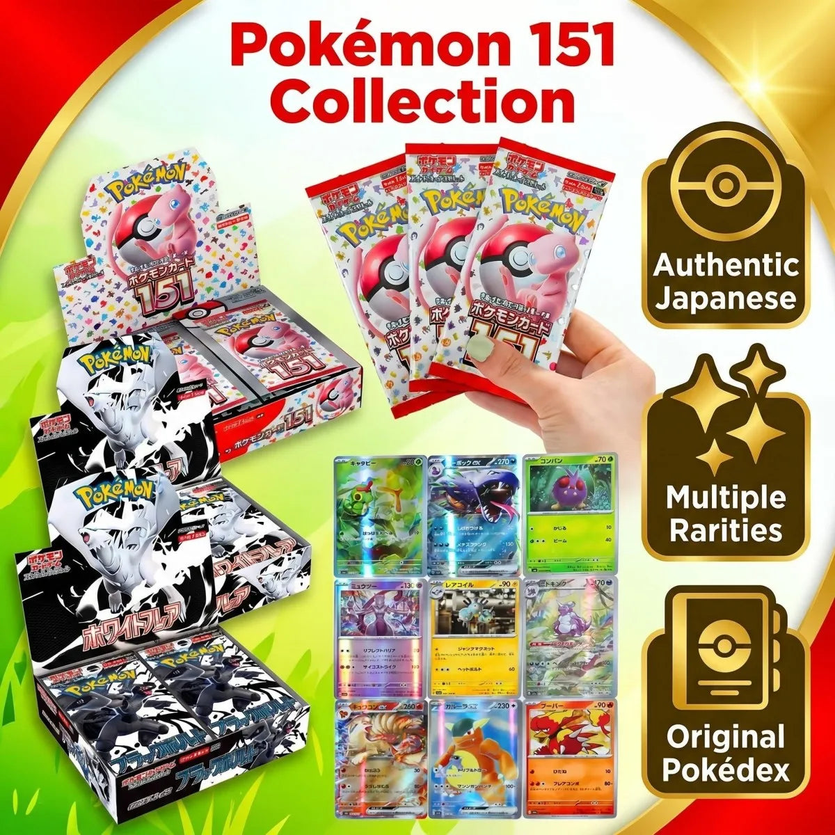 Pokemon Cards TCG 140/Box Scarlet Violet 151 Japan SV2a Sv11W Zekrom Version Classics Expansion Booster Box Trade Card Kid Gifts
