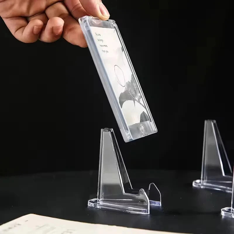 Triangular Card Display Stand 30 Pack – Mini Acrylic Idol Photo Picture Holder, Rack for Coin & Sports Trading Cards