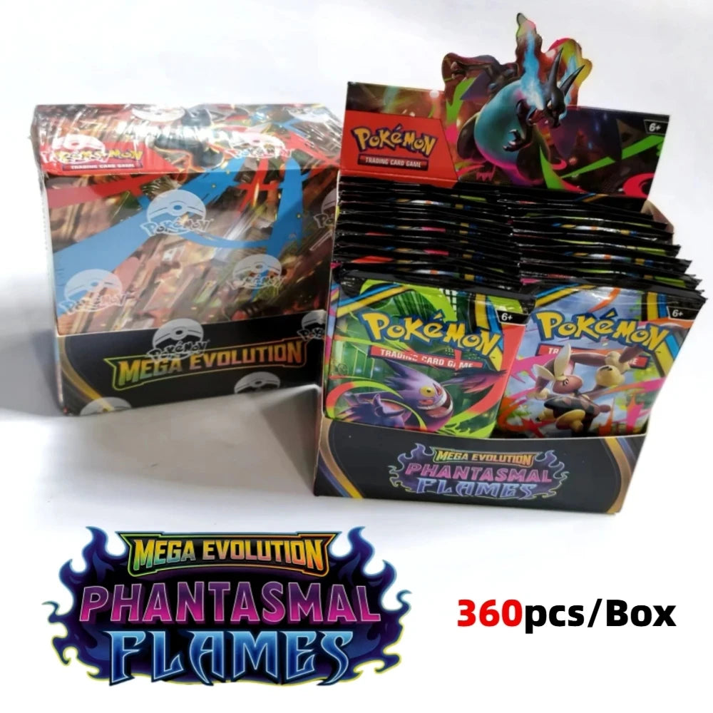 Pokémon  Cards 9+1 Per Pack TCG Mega Evolution Phantasmal Flames Booster Box Trading Card Game Collection Set English Pokemon
